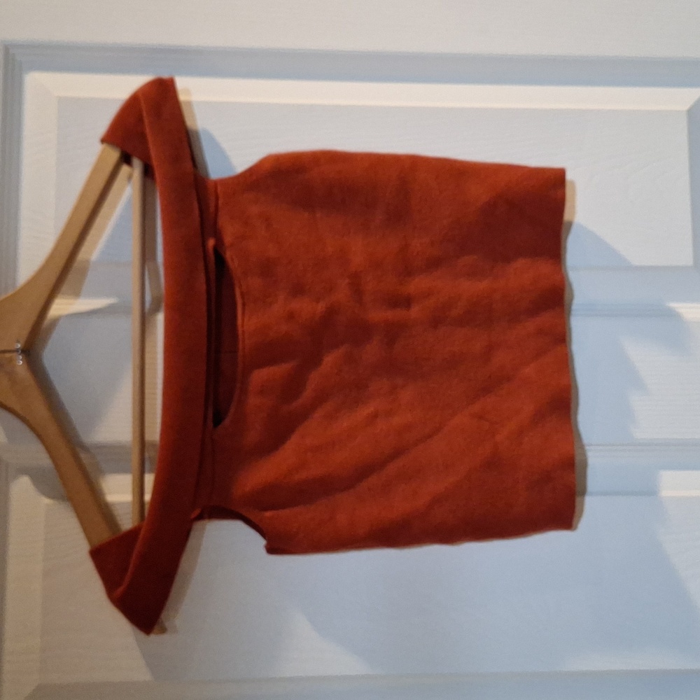 Express Dark Red Off the Shoulder Stretchy Crop Top Small - Picture 2 of 7